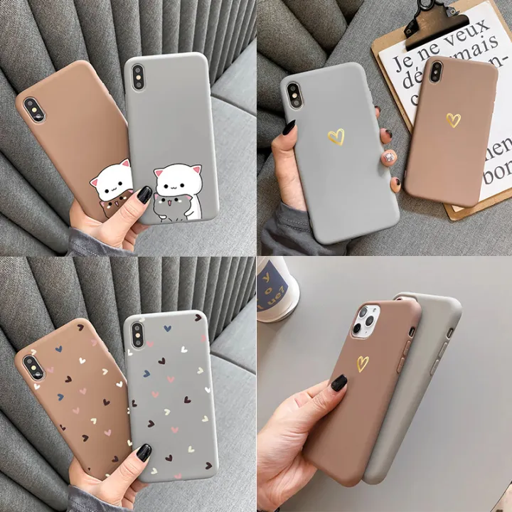 Gold Love Heart Couple Phone Case For Iphone 11 Pro Max 5 6 7 6s Plus