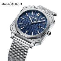 【YF】 MAKAMBAKO Business Mens Quartz Watch Japanese MIYOTA 2115 Movement Outdoor Sports Mesh With Calendar Black Golf Man Wristwatch