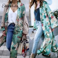 Plus Size Chiffon Loose Shawl Kimono Long Blouse Womens Floral Printed Coats New 2019 Ladies Big Size Long Cardigan Boho Blouse