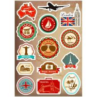 14x Sticker Vintage Scenery Seal A4 Size Phone iPad Tablet Laptop Luggage Skateboard Bicycle Motorcycle Auto Car Styling Decal Note Books Pads