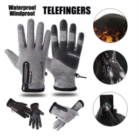 Fishing Ski Gloves Waterproof Winter Gloves Cycling Fluff Warm Gloves For Touchscreen Cold Weather Windproof Anti Slip Mitten