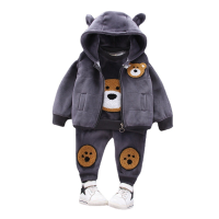 New Winter Baby Girl Clothes Children Cartoon Thick Hooded Vest T-Shirt Pants 3PcsSets Toddler Sport Costume Kids Boys Clothing