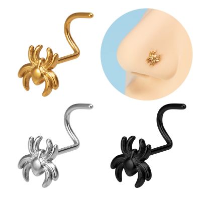 1pc 20G Stainless Steel Nose Rings Stud Body Piercing Jewelry Fashion Spider Screw Nose Studs Nose Piercing Rings for Women Men