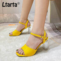 LTARTA B88 Series 9cm Heel Womens y Clear Heels Sandals Slippers Ladies Solid Color Fashion Buckle Shoes LFD