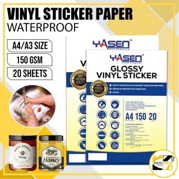 Yasen Transparent Vinyl Sticker Paper Waterproof A4 Size (20 Sheets)