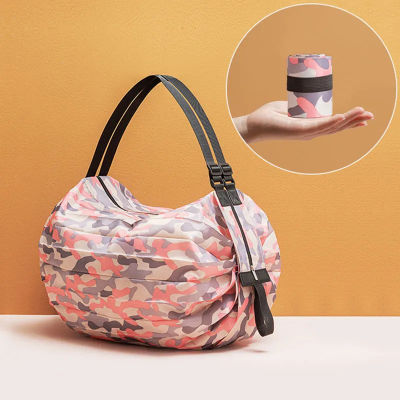 Big Size Thick Nylon Large Portable Shoulder Womens Handbags Folding Pouch Shopping Bag Foldable Print Eco Friendly Ladies Bags