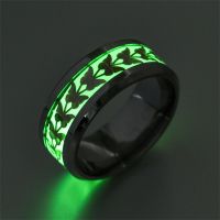 Luminous Plated Animal Butterfly Ring For Men Stainless Steel Green Background Fluorescent Glowing Rings Jewelry Nillo Hombre