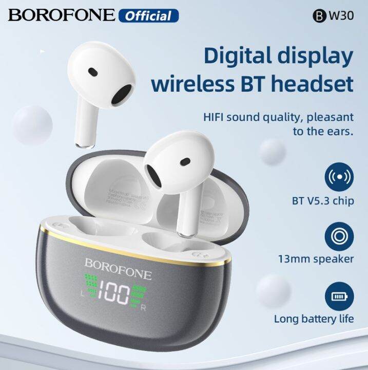 BOROFONE BW30 TWS Wireless Headset Bluetooth Earphone LED Digital ...