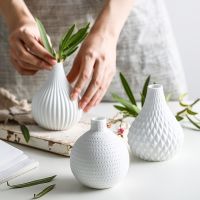 (Gold Seller) 1Pc White Ceramic Flower Vase Geometric Matt Vase Drop-Shape Plants Hydroponic Container Home Garden Decoration