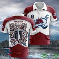 （all in stock）  2023 NEW -Colorado Avalanche NHL Pattern Champions AOP Polo Shirt jersey(FREE NAME LOGO CUSTOM)