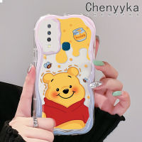 เคส Chenyyka สำหรับ VIVO Y12 Y15 Y17 Y12i Y3 Y3s เคส2020น่ารักหมีน้ำผึ้งสีสันสดใสเนื้อครีมกันกระแทกแบบใสนิ่มเคสมือถือเคสโปร่งใสลายกล้องถ่ายรูปที่สร้างสรรค์ฝาครอบป้องกันซิลิโคน