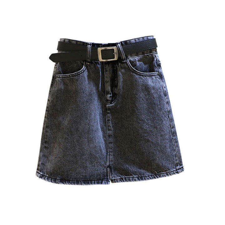 aigo-2022-new-spring-summer-women-blue-denim-skirt-casual-female-high-waist-a-line-mini-jeans-black-skirts-with-belt