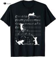 Cute Cat Kitty Playing Music Clef Piano Musician Art T-Shirt Vintage Men Gift... S-4XL-5XL-6XL