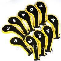 ✉ คุณภาพสูง 10 ชิ้นยาง Neoprene Golf Head Cover Golf Club Iron Putter Protect หมายเลขชุดพิมพ์พร้อมซิปคอยาว