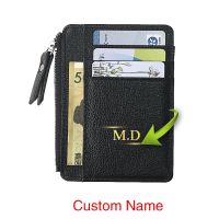 【CW】₪▫♠  Custom Name Id Card Holder Business Credit Small Coin Purse Organizer Wallet Money for Men Wome
