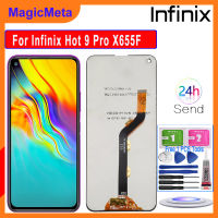 MagicMeta 6.6 "ของแท้สำหรับ Infinix Hot 9 Pro X655F ชิ้นส่วนจอสัมผัสแอลซีดีของเครื่องแปลงดิจิทัลหน้าจอใหม่สำหรับ Infinix Hot 9 X655C X655 X655D แอลซีดี