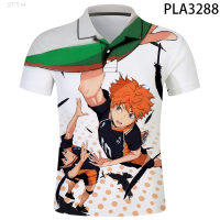 【high quality】  Ropa De Hombre Fashion Casual Summer Short Sleeve 3d Printed Comics Haikyuu Men Shirts Streetwear Cool Harajuku Polo Homme