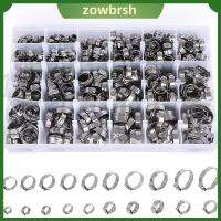 ZOWBRSH 420Pcs 20ขนาด ที่หนีบหูข้างเดียว 304สแตนเลสสตีล 7-28.6มม. แคลมป์รัดท่อ ท่อหนีบท่อ เครื่องมือหนีบแหวน Cinch การใช้ยานยนต์