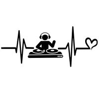 18cm DJ DJing Bar Music Lover Heartbeat Liveline Earphone Car Sticker Trunk Decal PVC Waterproof