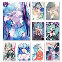 ญี่ปุ่นอะนิเมะไอดอลนักร้อง Miku ตัวการ์ตูนโปสเตอร์ผ้าใบผนังศิลปะพิมพ์ห้องนั่งเล่นตกแต่งบ้าน