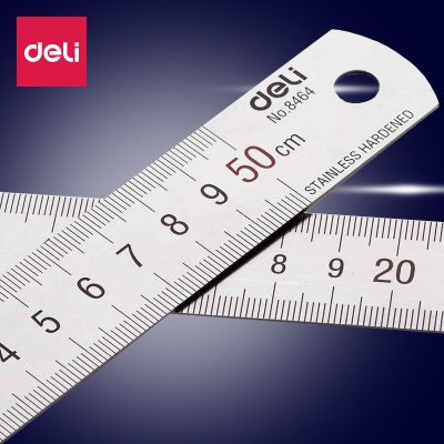 Deli 152030cm Stainless Steel Ruler Precision Double Sided Measuring Tool Drawing Precision Office School Student