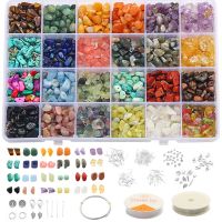 ♚❇✣ Natural Stone Crystal Amethyst Chips Beads Kit Lobster Clasp Rings Earring Hook Charms Set DIY Earrings Bracelet Jewelry Making