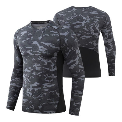 Compression Mens T-Shirt O Collar Fitness Training Wear Tight Underwear Long Sleeve T Shirt Quick Dry Gym Running Sports Shirt