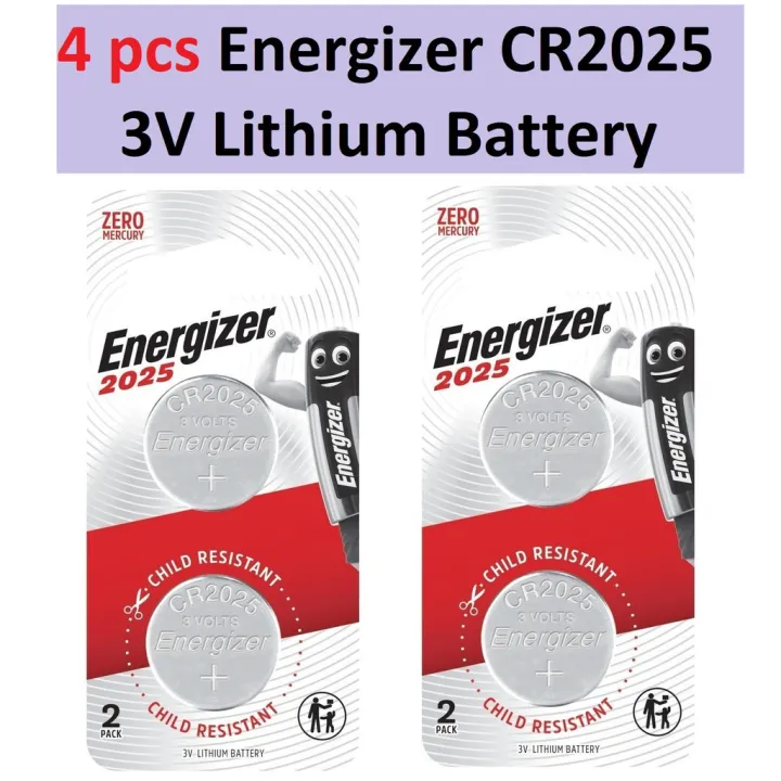 Energizer CR2025 (4 pcs) CR 2025 Battery CR2025 Coin Cell Button 3V