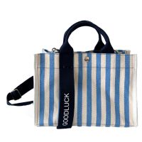 Women South Korea Simple Canvas Bag Fresh Striped Shoulder Bag Ladies Portable Crossbody Bag Small Handbag