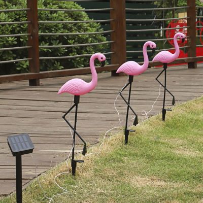 LED Lawn Solar Flamingo Lamp Outdoor Solar Powered Garden Light Waterproof Yard Pathway Decorative Lights For Patio Yard Pathway Power Points  Switche