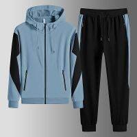 [COD] 2022 new autumn and winter mens casual hooded two-piece sports suit spot can be pressed