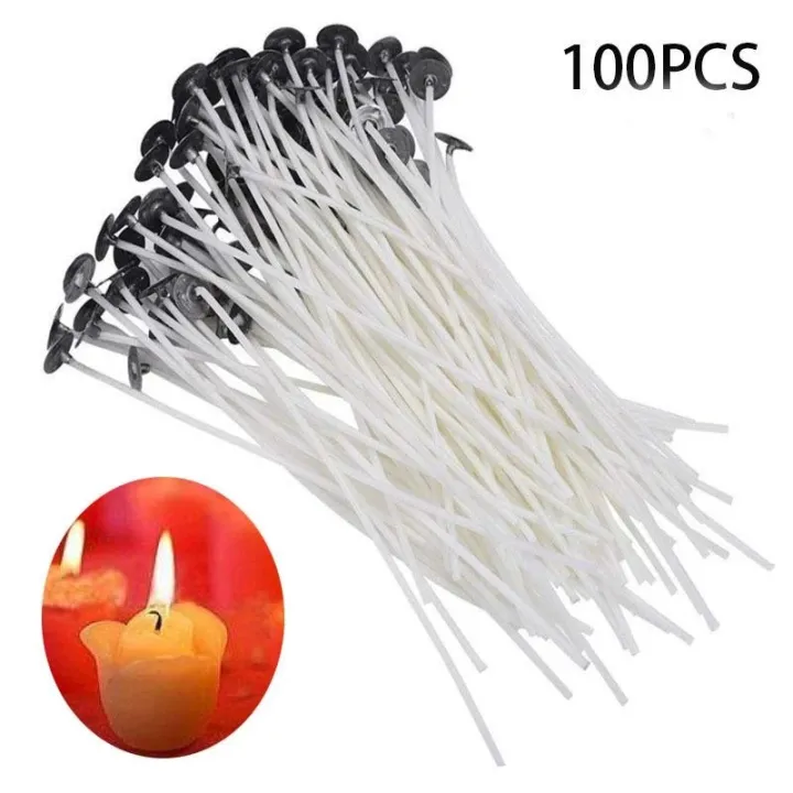 100Pcs/set Candle Wicks Smokeless Wax Pure Cotton Core 2.6/9/12/15/18/20cm DIY Candle Making Pre-waxed Wicks For Party Supplies