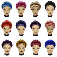 【YF】 Wholesale 12pcs Newest Elegant Turban Hats Women Cap Beaded For India Hat Scarfs Head Wrap Headband Girl Hair Accessories Lady