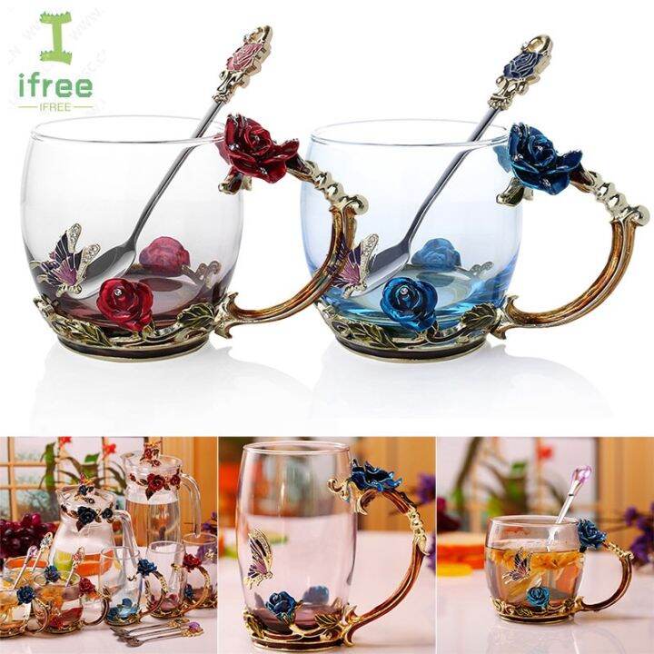 fe-enamel-coffee-tea-cup-mug-3d-rose-butterfly-glass-cups-wedding-gift