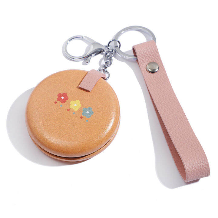 cosmetic-mirror-pu-leather-mirror-handheld-makeup-mirror-cute-folding-mirror-small-round-mirror-keychain-mirror