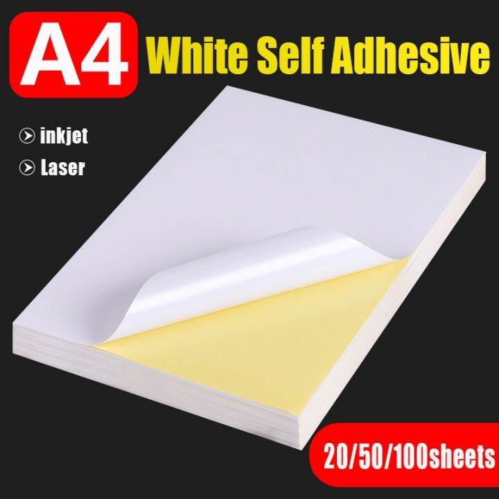 20 50 Sheets A4 White Self Adhesive Sticker Label Matte Glossy Surface