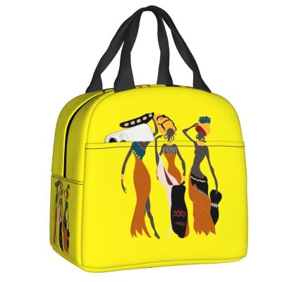 ◎ Custom African Black Woman Lunch Bag Women Cooler Thermal Insulated Lunch Box for Kids School Children