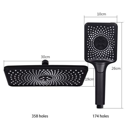 Dokour Ceiling Shower Head Rainfall Jet Star 3 Way Bath Hydromassage Bathroom Toilet Accessories Mixer Black Faucet Complete Set Showerheads