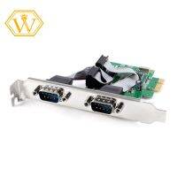 ☀In Stock PCI-E PCI Express Dual Serial DB9 RS232 2 Ports Controller Adapter Card Green