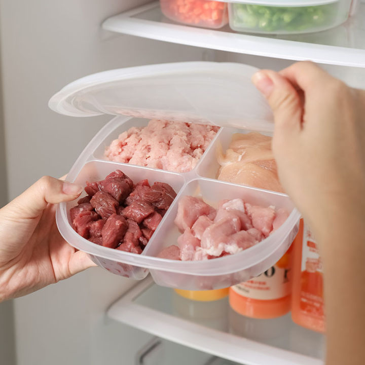 Kitchen Storage Box Food Container Refrigerator Preservation Side Dish  Storage Organization Meat Four Compartment Box Anti-smell