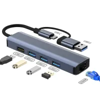 1000M Ethernet Internet HUB 5Gbps Type C USB HUB การ์ดเครือข่าย Expansion Dock Drive ฟรีพร้อมตัวบ่งชี้สำหรับแล็ปท็อปพีซีคอมพิวเตอร์