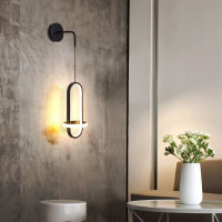 Nordic Bedroom Wall Sconce Light Led Bedside Lamp Luxury Modern Smple Balcony Aisle Small Gold Black Wall Mounted Lighting Ce