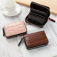 Women Slim Business Card Holder Pu Leather Credit Card Wallet Bag Zipper Credit/id/bank Card Holder Case Coin Purse Card Holders
