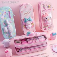 ☫ Sanrio Pu Large Capacity Pencil Case Kawaii Hello Kitty Cinnamoroll Melody School Pencils Bag Pouch Pen Case Supplies Stationery