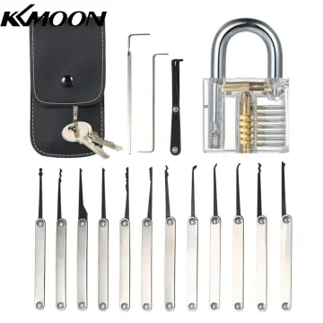KKmoon 17 PCS Lock Picking Set with Storage Bag + 3 PCS Visible Practice  Lock Set Transparent Padlock Training Locksmith Tools Lockpicking Set for  Beginners Professionals Kids