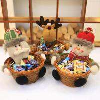 Christmas Candy ตะกร้าใส่ของตกแต่ง Santa Claus ตะกร้าใส่ของของขวัญ