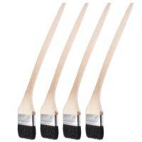 uxcell Bent Radiator Paint Brush 17" Length 3" Width Bristle with Long Wood Handle for Wall Treatment Black 4 Pcs Paint Tools Accessories