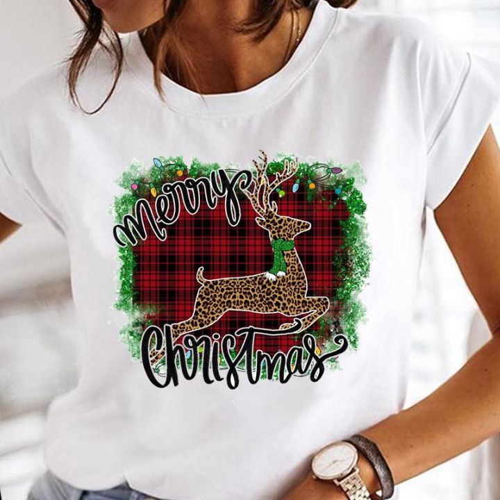 its-the-most-wonderful-t-shirt-women-snowflake-deer-women-tshirt-fashion-merry-christmas-cartoon-graphic-tees-womenเสื้