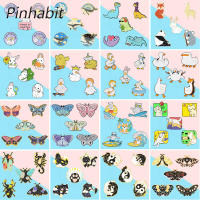 Pinhabit 5ชิ้น/เซ็ตการ์ตูนสัตว์ดอกไม้แมลงเคลือบ Pins ไดโนเสาร์เป็ดกระต่ายปลาวาฬผีเสื้อแมวฟ็อกซ์ฟ็อกซ์สุนัขโลหะผสมเข็มกลัดเครื่องประดับ