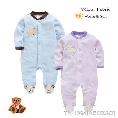 ◐ Macacão de urso veludo recém-nascido roupa bebê tecido quente macacão roupa pijama fofo moda meninas meninos outono inverno